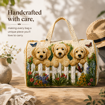 🐕 Golden Retriever Garden Tote Bag – Handcrafted with Care