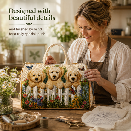 🐕 Golden Retriever Garden Tote Bag – Handcrafted with Care