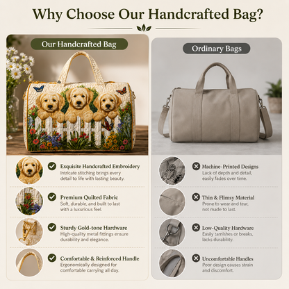 🐕 Golden Retriever Garden Tote Bag – Handcrafted with Care