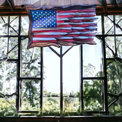 🎁Tom’s Handmade Wooden Flag – America 250th Anniversary (1776–2026) 🇺🇸🦅🏛️
