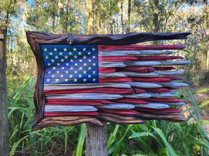 🇺🇸 Handcrafted Driftwood Wooden US Flag | One-of-a-Kind Heirloom Art Piece