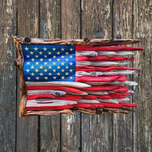 🇺🇸 Handcrafted Driftwood Wooden US Flag | One-of-a-Kind Heirloom Art Piece