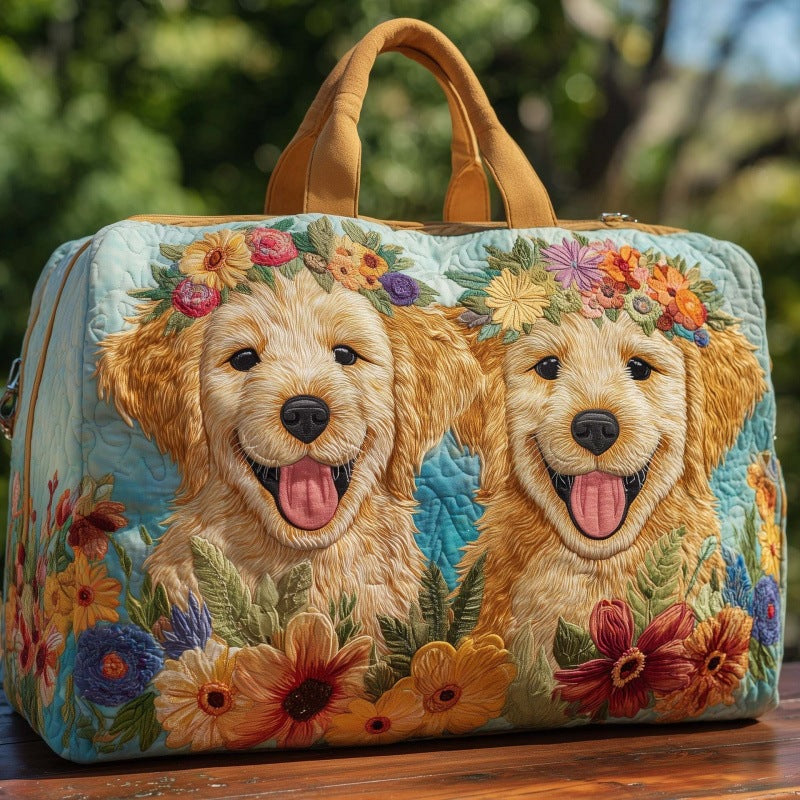 🐕 Golden Retriever Garden Tote Bag – Handcrafted with Care